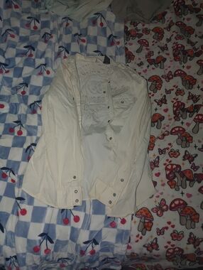 Cream Button-Front Lightweight Top